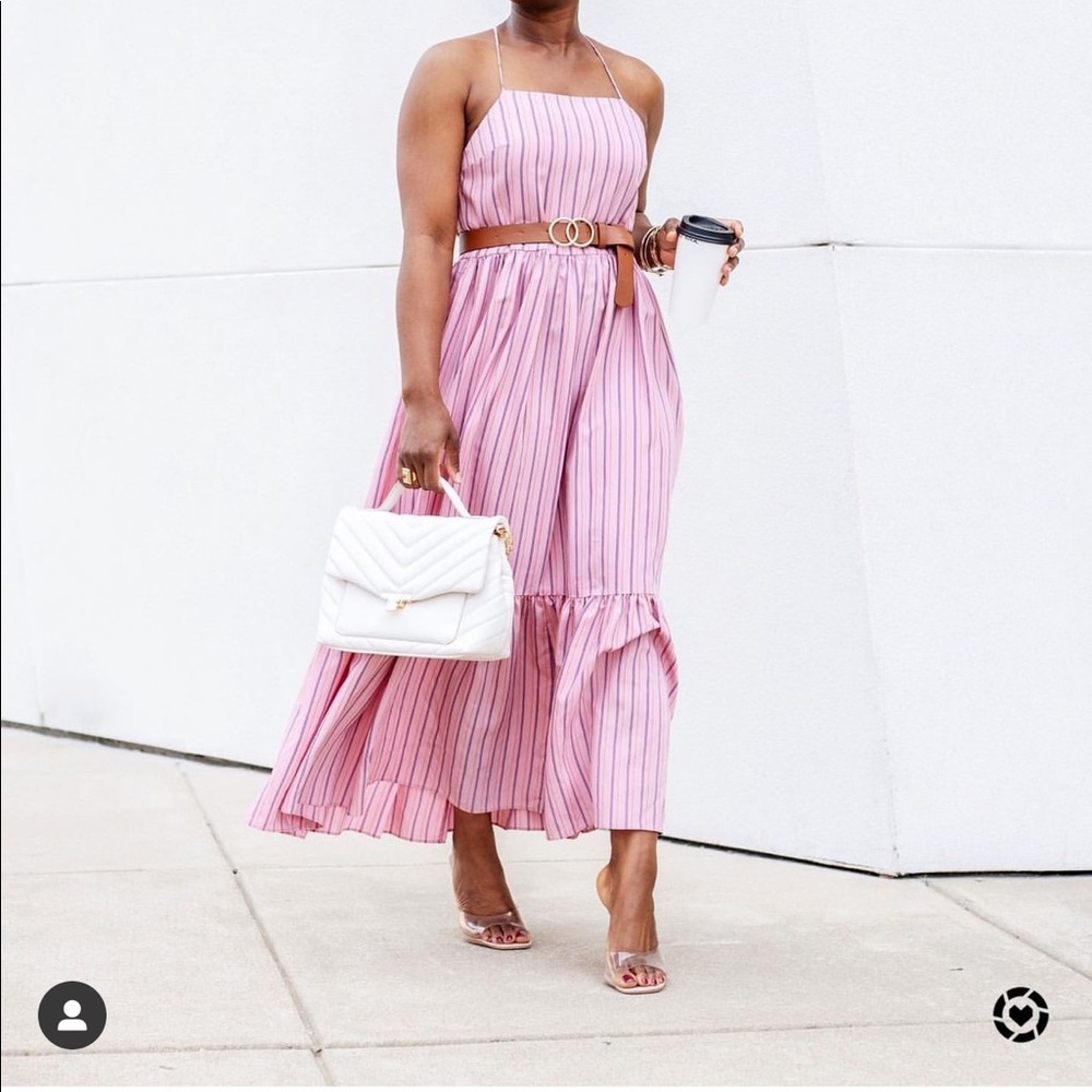 Zara Pink Striped Maxi Dress
